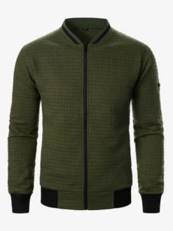 Sweat-shirt homme uni à fermeture éclair et col montant