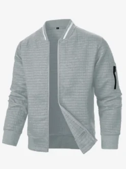 Sweat-shirt homme uni à fermeture éclair et col montant