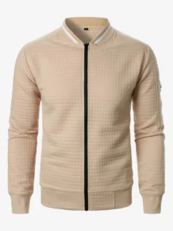 Sweat-shirt homme uni à fermeture éclair et col montant