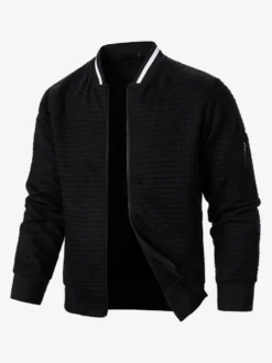 Sweat-shirt homme uni à fermeture éclair et col montant