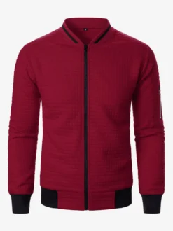 Sweat-shirt homme uni à fermeture éclair et col montant