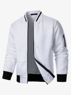 Sweat-shirt homme uni à fermeture éclair et col montant