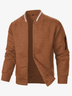 Sweat-shirt homme uni à fermeture éclair et col montant