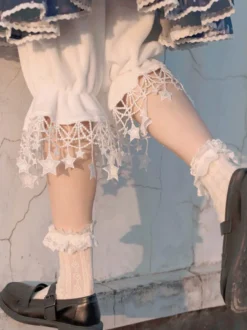 Sweet Lolita Bloomers Fringe Stars - Short court blanc Lolita