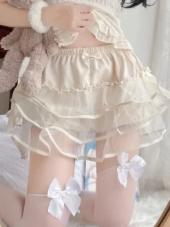 Sweet Lolita Bloomers Pantalon Lolita ample à volants noirs à plusieurs niveaux
