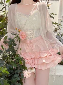 Sweet Lolita Bloomers Short Lolita ample à volants blancs