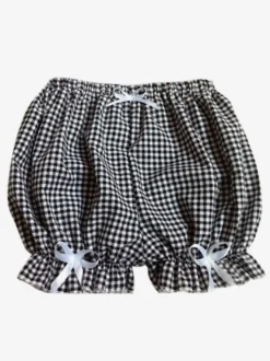 Sweet Lolita bouffante Plaids deux tons arcs coton Lolita Shorts pour femmes Déguisements Halloween