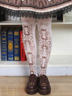 Sweet Lolita chaussettes roses imprimées Lolita Stocking Déguisements Halloween