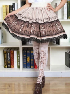 Sweet Lolita chaussettes roses imprimées Lolita Stocking Déguisements Halloween