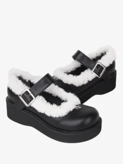Sweet Lolita Footwear Escarpins Lolita en cuir PU à bout rond noir