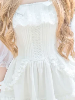 Sweet Lolita Robe dentelle volants en mousseline de soie Lolita Jumper Skirt Déguisements Halloween
