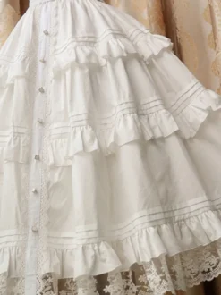 Sweet Lolita SK - Jupe lolita en coton à volants et volants Déguisements Halloween