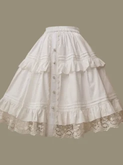 Sweet Lolita SK - Jupe lolita en coton à volants et volants Déguisements Halloween