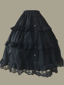 Sweet Lolita SK - Jupe lolita en coton à volants et volants Déguisements Halloween