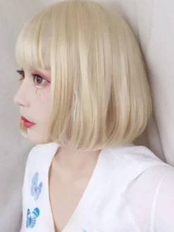 Sweet Lolita Wig Perruque courte Bob Light Grey Lolita Hair Déguisements Halloween