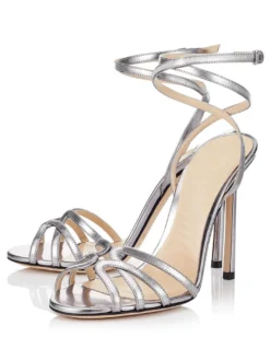 Talon Haut Sandales Argent Orteil Ouvert Lanière À Cheville Chaussures De Sandales Sandales Femmes 2026 De Robe
