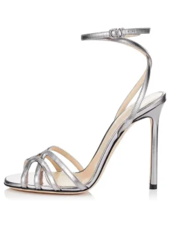 Talon Haut Sandales Argent Orteil Ouvert Lanière À Cheville Chaussures De Sandales Sandales Femmes 2026 De Robe