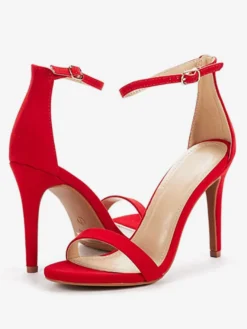 Talons à bride cheville pour femmes Sandales de bal en daim Sandales de retour à la maison à talons