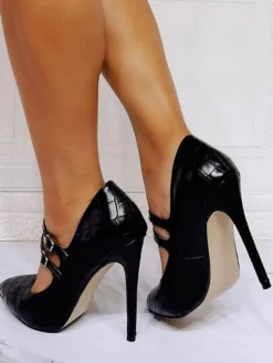 Talons Hauts Bout Pointu Talon Aiguille Chic Noir Mary Jane Talons