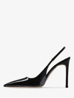 Talons hauts noirs femmes bout pointu Slingbacks chaussures habillées à talon aiguille