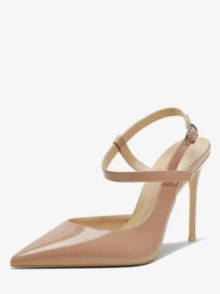 Talons hauts pour femmes Sandales à bout pointu noires Escarpins à bride arrière à talon aiguille