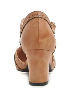 Talons mi-bas de femme talon amande talon Chunky T-Type Vintage Pompes Vintage