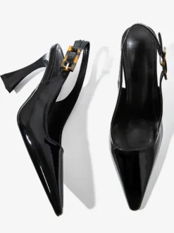 Talons slingback pour femmes boutons talon de forme spéciale chaussures habillées noires