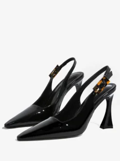 Talons slingback pour femmes boutons talon de forme spéciale chaussures habillées noires