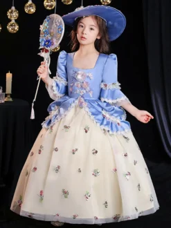 Tea Party en fibre de polyester manches 3/4 Combinaison en polyester Gothique Aqua Kids 'Robes Lolita