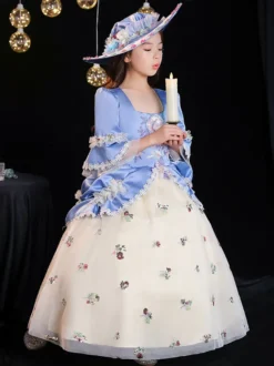 Tea Party en fibre de polyester manches 3/4 Combinaison en polyester Gothique Aqua Kids 'Robes Lolita