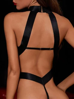 Teddies Lingerie Teddies noirs découpés sans bonnet pour femme