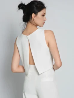 Tenue de mariée 2 pièces Haut et pantalon en crêpe tenue de mariage civil