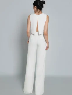 Tenue de mariée 2 pièces Haut et pantalon en crêpe tenue de mariage civil