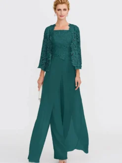Tenue de mère de mariée 3 pièces combi-pantalon boléro gris claire
