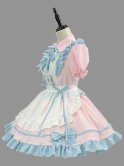Tenue de soubrette rose Lolita ensemble de robe de princesse uniforme doux costumes de cosplay