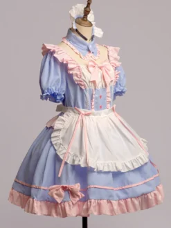 Tenue de soubrette rose Lolita ensemble de robe de princesse uniforme doux costumes de cosplay