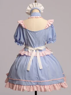 Tenue de soubrette rose Lolita ensemble de robe de princesse uniforme doux costumes de cosplay
