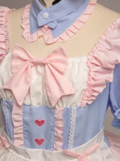 Tenue de soubrette rose Lolita ensemble de robe de princesse uniforme doux costumes de cosplay