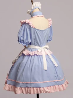 Tenue de soubrette rose Lolita ensemble de robe de princesse uniforme doux costumes de cosplay