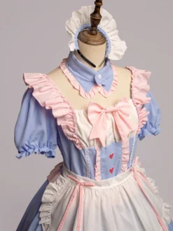 Tenue de soubrette rose Lolita ensemble de robe de princesse uniforme doux costumes de cosplay