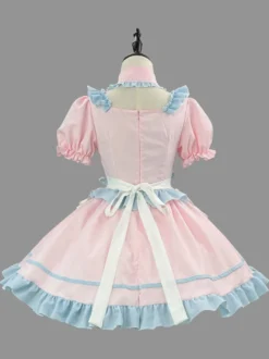 Tenue de soubrette rose Lolita ensemble de robe de princesse uniforme doux costumes de cosplay