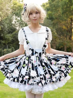 Tenue Idole Jupe Lolita Cardcaptor Sakura Volants Jupes Imprimées Fleurie