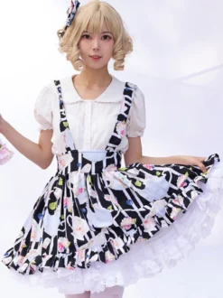 Tenue Idole Jupe Lolita Cardcaptor Sakura Volants Jupes Imprimées Fleurie