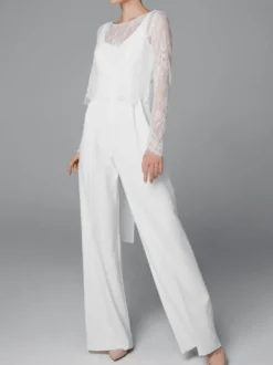 Tenue mariage femme combinaison mariée blanche cape en dentelle