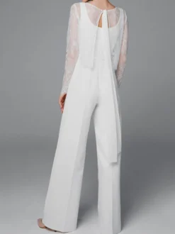 Tenue mariage femme combinaison mariée blanche cape en dentelle
