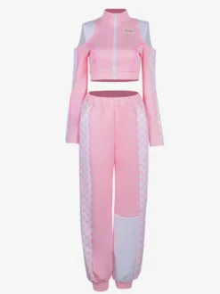 Tenues de danse jazz 2 pièces roses pour femmes costumes hip-hop