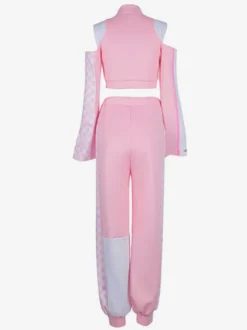 Tenues de danse jazz 2 pièces roses pour femmes costumes hip-hop