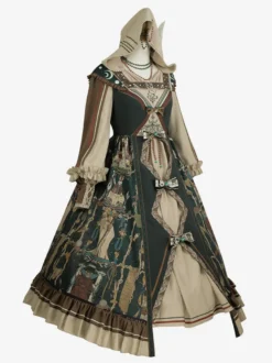 Tenues gothiques Lolita accessoire à manches longues squelette vert foncé