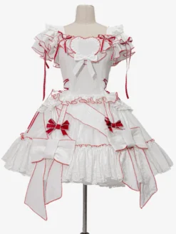 Tenues Sweet Lolita jupe blanche à lacets et manches courtes robe Hime Lolita