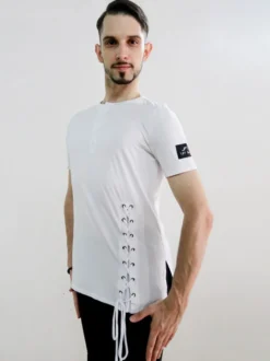 Top de danse latine blanc hommes vêtements de danse de danseur latine Sexy